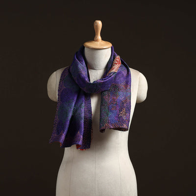 Reversible silk bengal hand kantha stitch stole 110