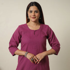 Buy Purple - Running Stitch Cotton Long Straight Kurta 18 Online at iTokri.com