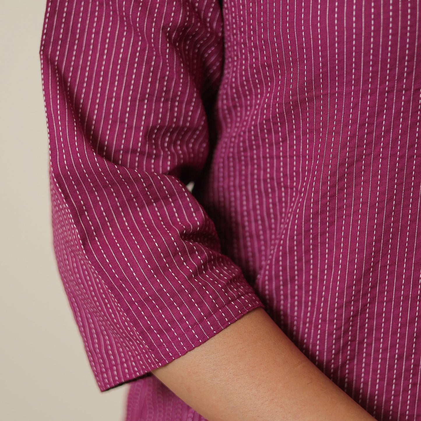 Buy Purple - Running Stitch Cotton Long Straight Kurta 18 Online at iTokri.com