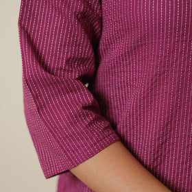 Buy Purple - Running Stitch Cotton Long Straight Kurta 18 Online at iTokri.com