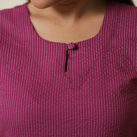 Buy Purple - Running Stitch Cotton Long Straight Kurta 18 Online at iTokri.com