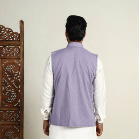 Buy Running Stitch Cotton Purple Men Plain Nehru Jacket