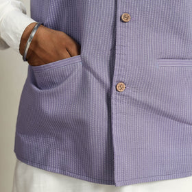 Buy Running Stitch Cotton Purple Men Plain Nehru Jacket
