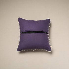 Running stitch plain cotton cushion cover 12 - handcrafted