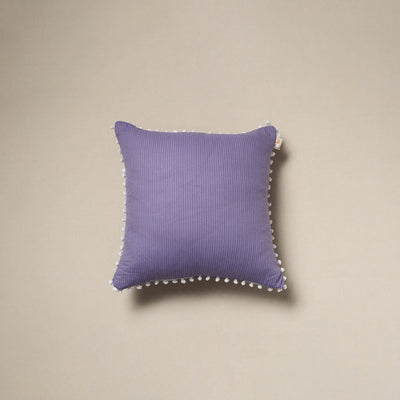 Running stitch plain cotton cushion cover 12 - handcrafted