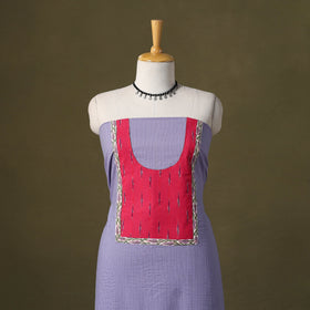 Purple Running Stitch Plain Cotton Unstitched Kurta Material