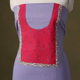 Purple Running Stitch Plain Cotton Unstitched Kurta Material