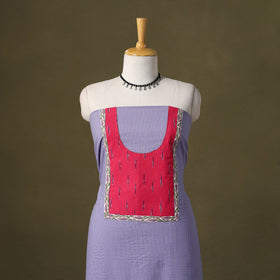 Purple Running Stitch Plain Cotton Unstitched Kurta Material