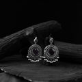 Purple - saanjh bela mandala oxidised earrings - handcrafted