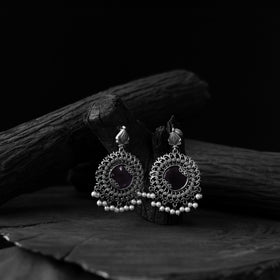 Purple - saanjh bela mandala oxidised earrings - handcrafted
