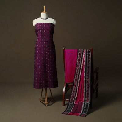 Sambalpuri ikat cotton 3pc unstitched dress material suit
