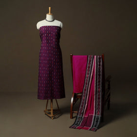 Sambalpuri ikat cotton 3pc unstitched dress material suit