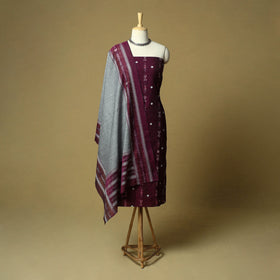 Sambalpuri ikat handloom embroidered cotton 3pc unstitched