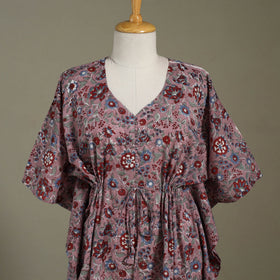 Purple Sanganeri Block Print Cotton Kaftan (Medium) 