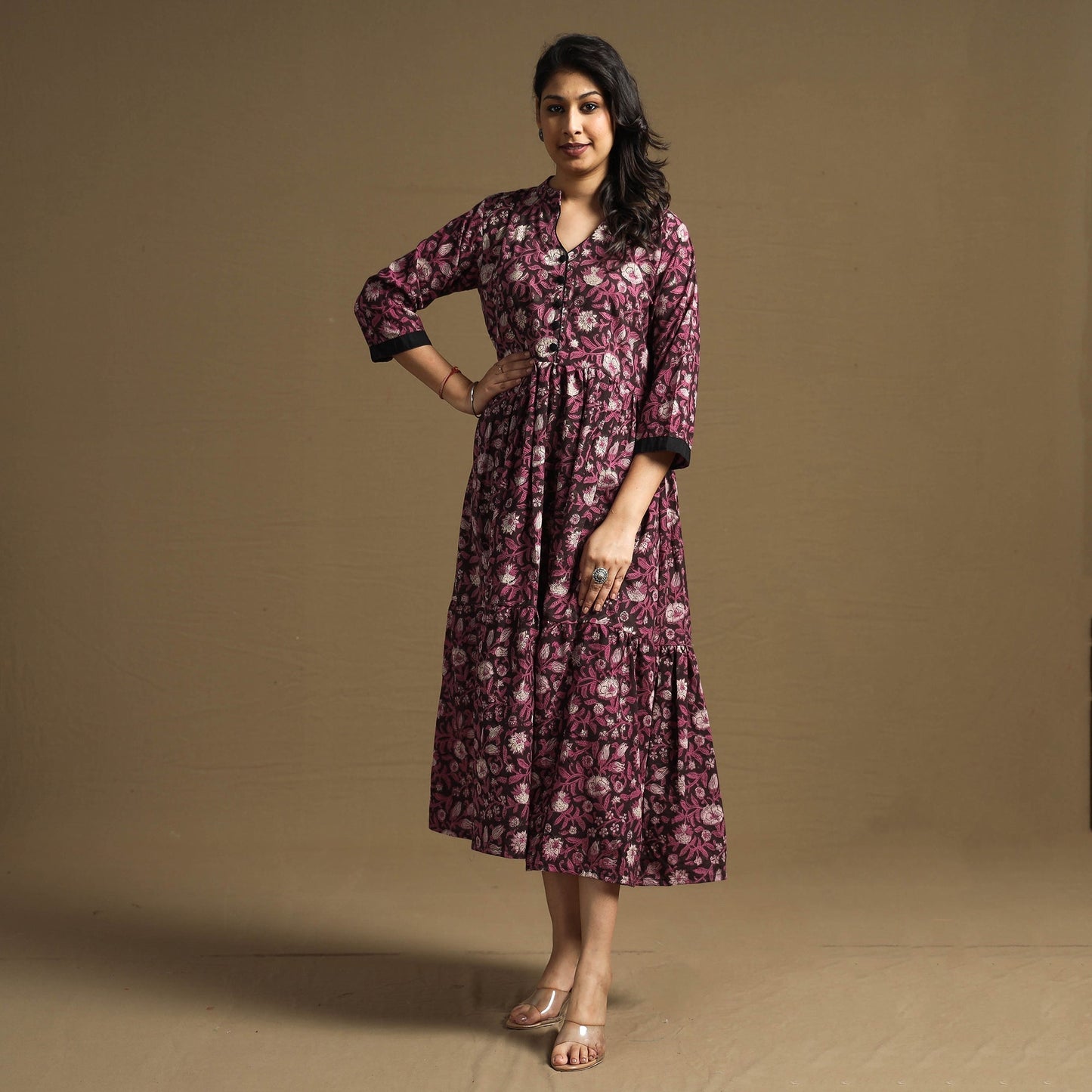 Buy Sanganeri Block Printed Cotton Flared Dress Online at iTokri.com
