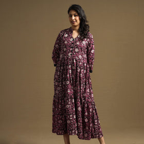 Buy Sanganeri Block Printed Cotton Flared Dress Online at iTokri.com