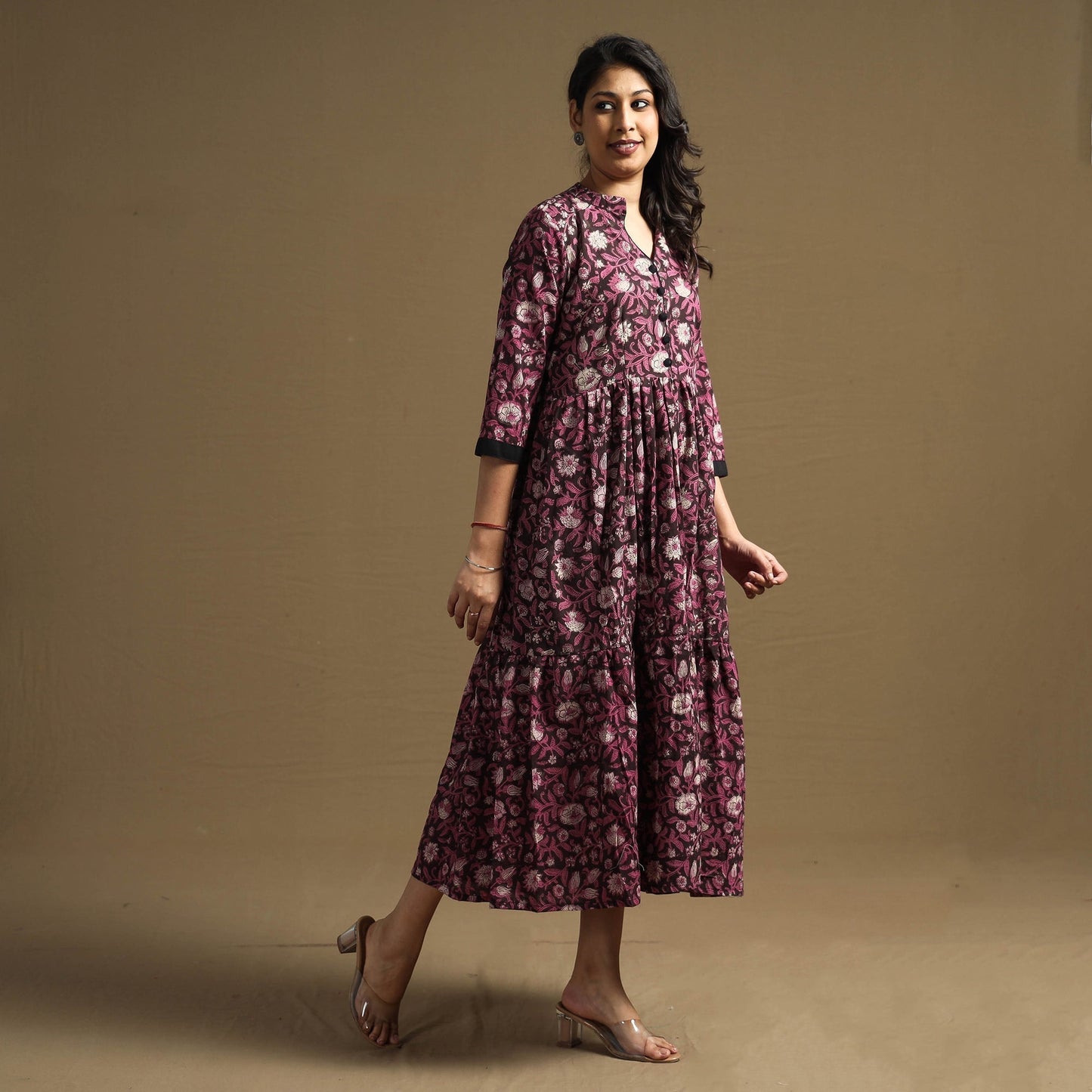 Buy Sanganeri Block Printed Cotton Flared Dress Online at iTokri.com