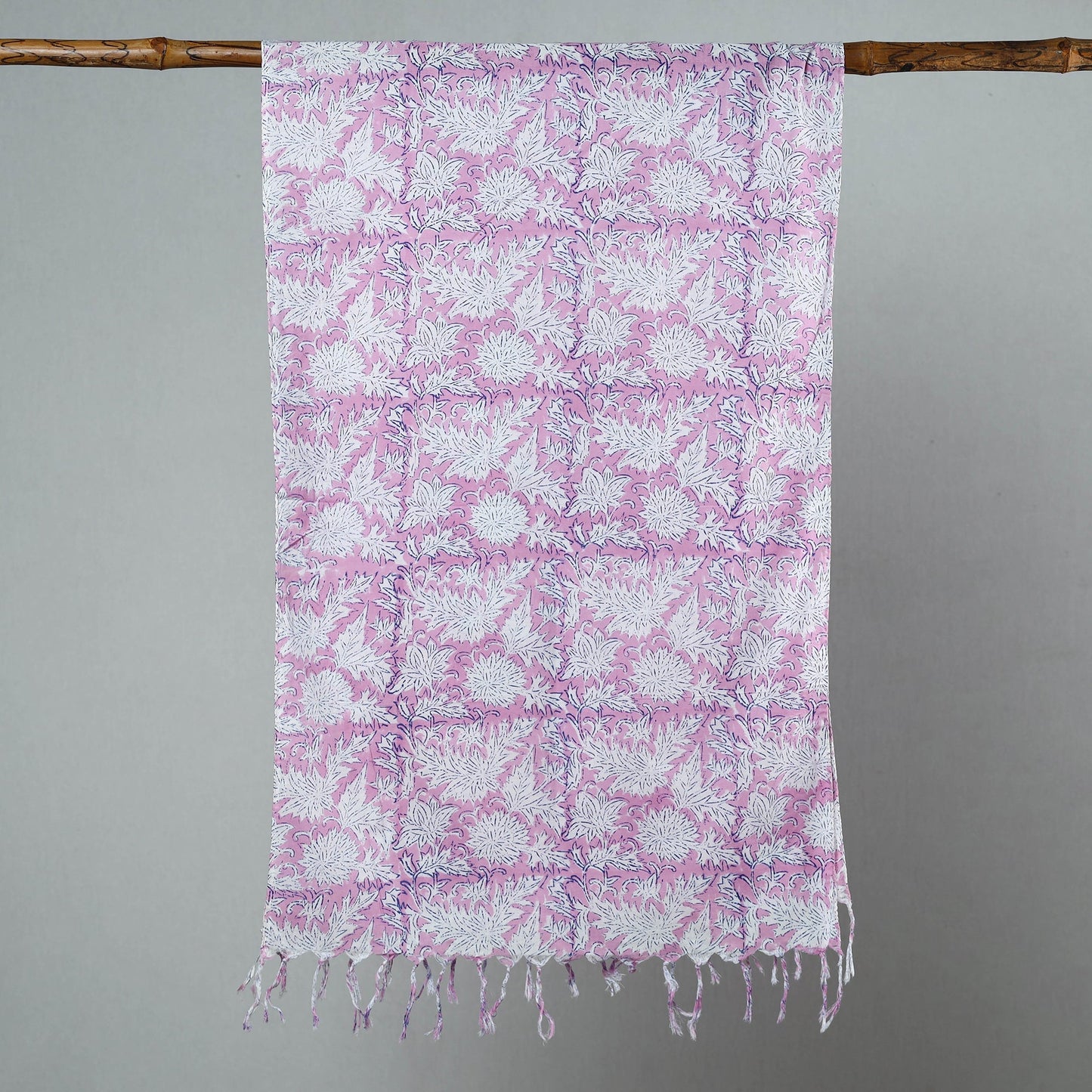  Sanganeri Block Printed Cotton Stole with Tassels 94 