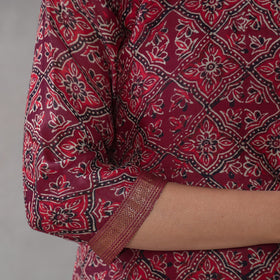 Buy Sanganeri Block Printing Maheshwari Silk Kurta with Palazzo & Dupatta Set Online l iTokri.com