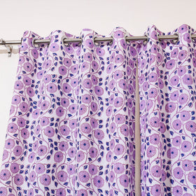 Purple - Sanganeri Block Print Cotton Door Curtain (7 x 3.2 feet) (single piece)