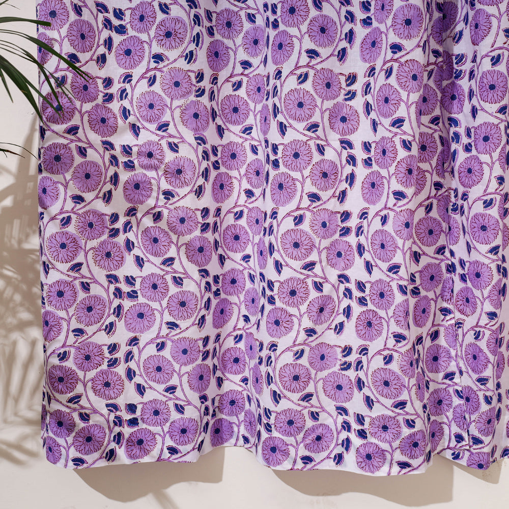 Purple - Sanganeri Block Print Cotton Door Curtain (7 x 3.2 feet) (single piece)