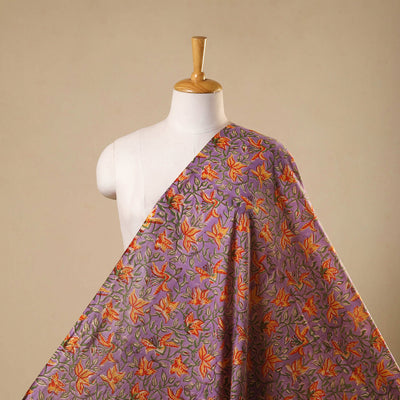 Purple - sanganeri cotton fabric 04 - handcrafted