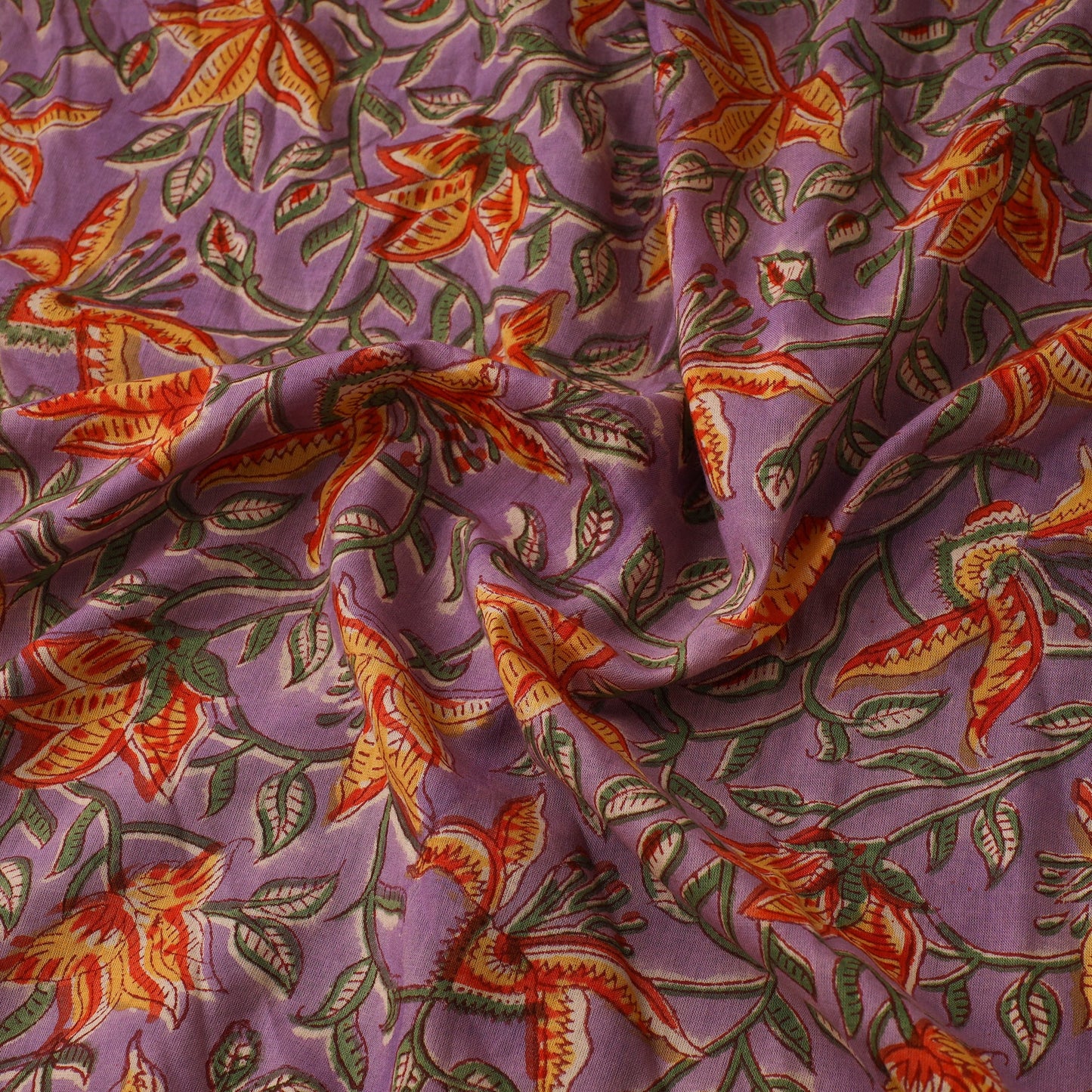 Purple - sanganeri cotton fabric 04 - handcrafted