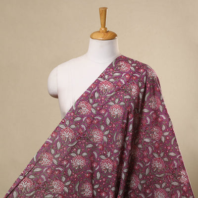  Purple Sanganeri Block Print Cotton Fabric