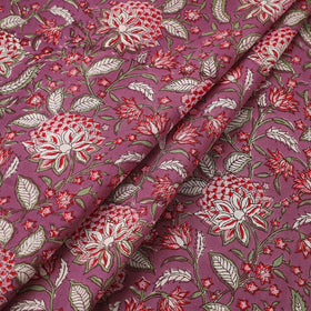  Purple Sanganeri Block Print Cotton Fabric
