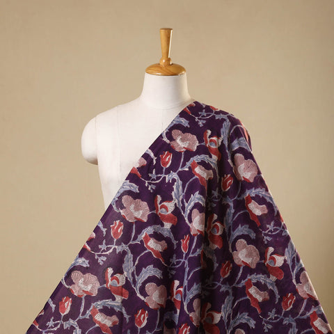 Purple - sanganeri cotton fabric 25 - handcrafted