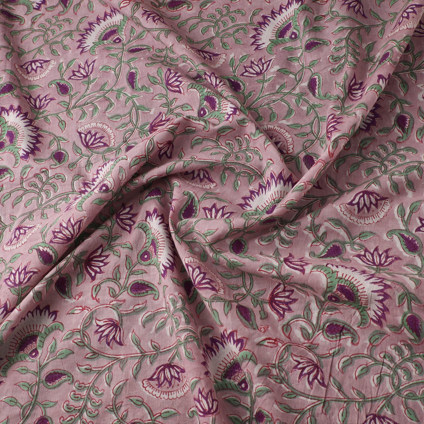 Purple - sanganeri cotton fabric 36 - handcrafted