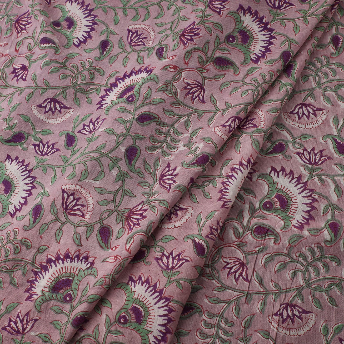 Purple - sanganeri cotton fabric 36 - handcrafted