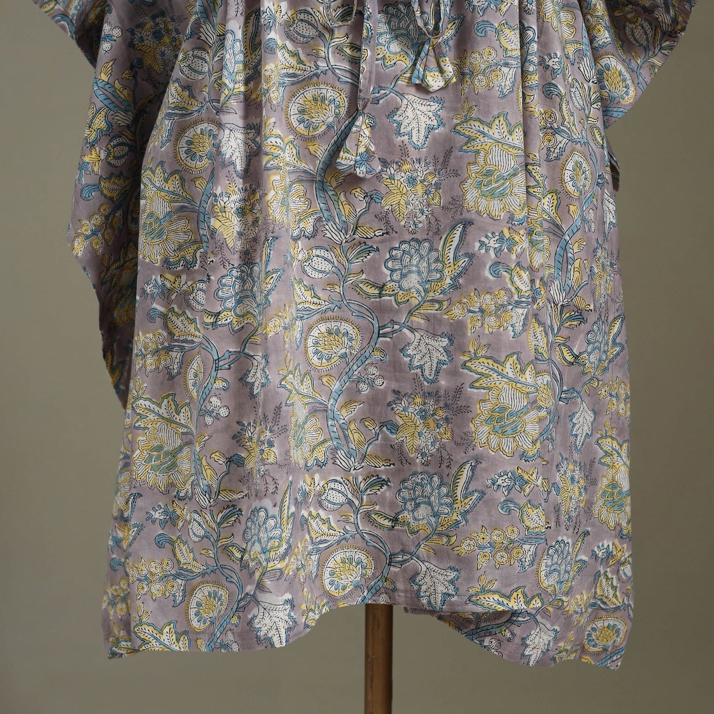 Purple Sanganeri Block Print Cotton Kaftan (Medium) 