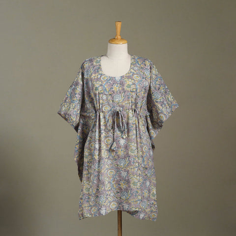 Purple Sanganeri Block Print Cotton Kaftan (Medium) 