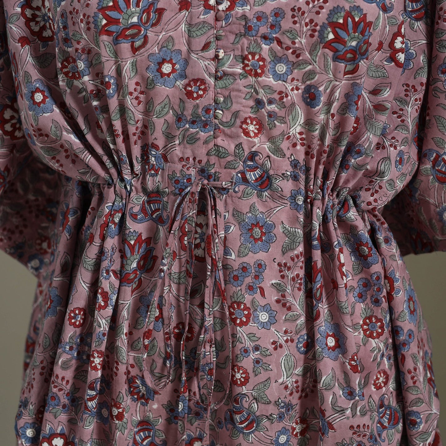 Purple Sanganeri Block Print Cotton Kaftan (Medium) 