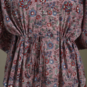 Purple Sanganeri Block Print Cotton Kaftan (Medium) 