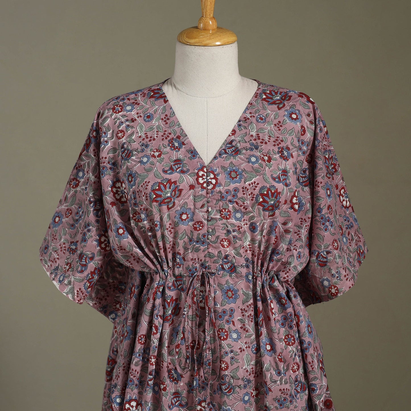 Purple Sanganeri Block Print Cotton Kaftan (Medium) 