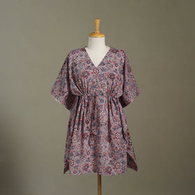 Purple Sanganeri Block Print Cotton Kaftan (Medium) 