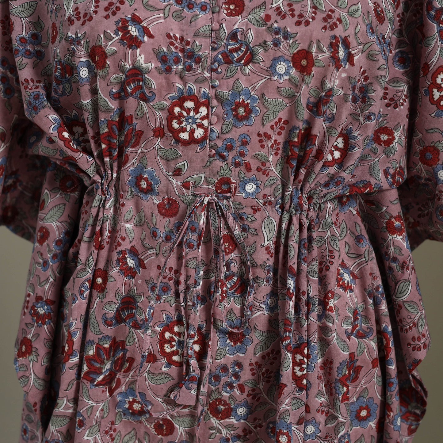 Purple Sanganeri Block Print Cotton Kaftan (Medium) 