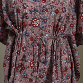Purple Sanganeri Block Print Cotton Kaftan (Medium) 