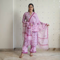 Purple - sanganeri cotton kurta suit set 13 - handcrafted