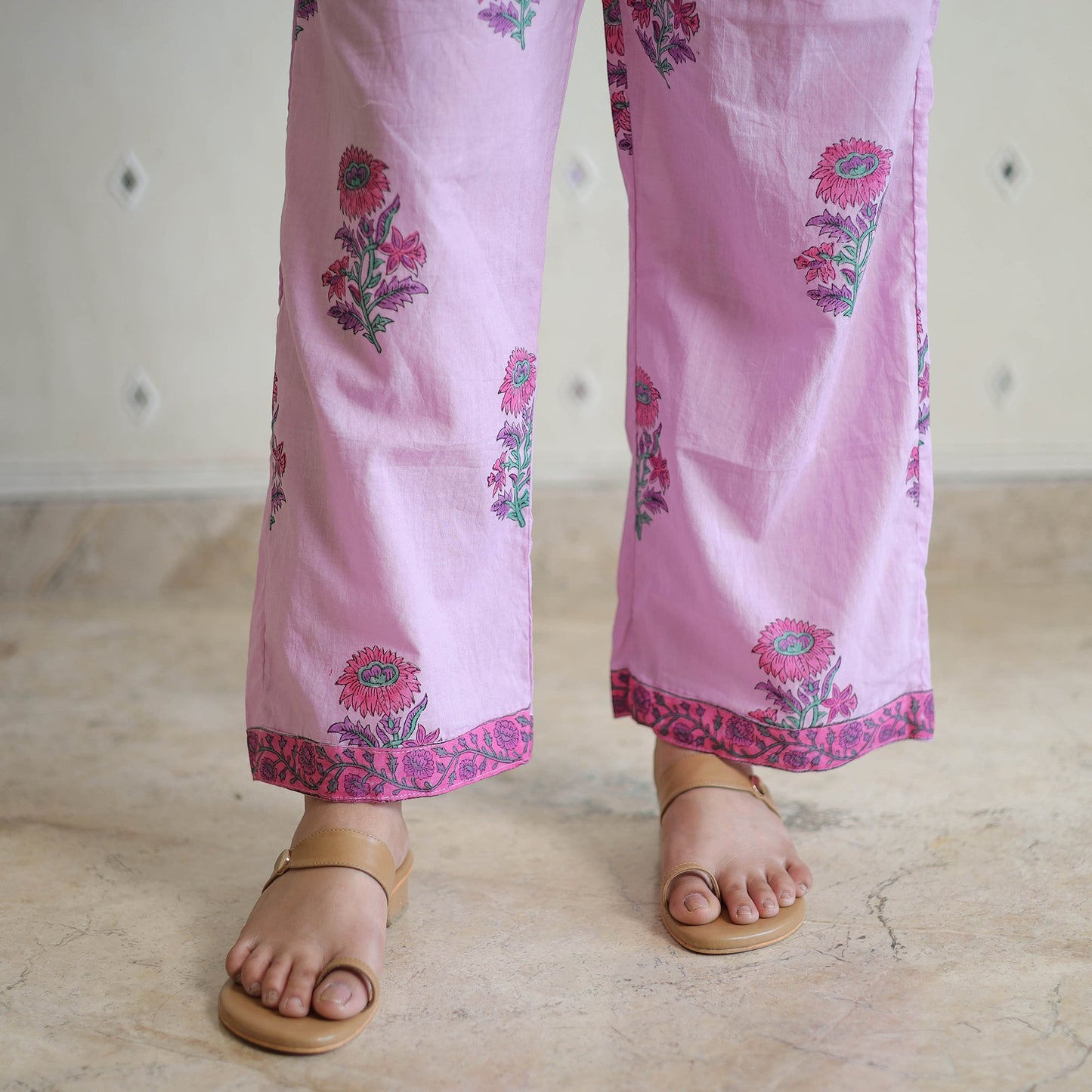 Purple - sanganeri cotton kurta suit set 13 - handcrafted