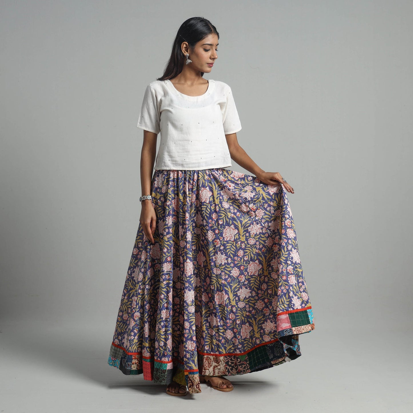 Sanganeri Block Print Cotton Long Skirt