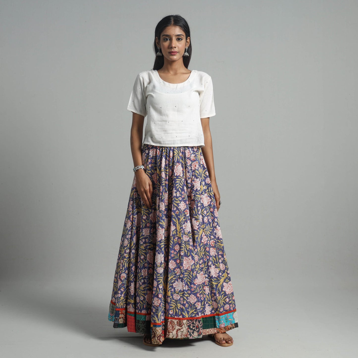 Sanganeri Block Print Cotton Long Skirt