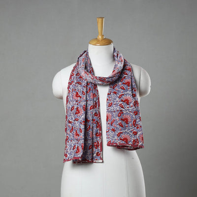 Purple - sanganeri cotton stole 25 - handcrafted