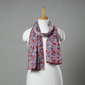 Purple - sanganeri cotton stole 25 - handcrafted