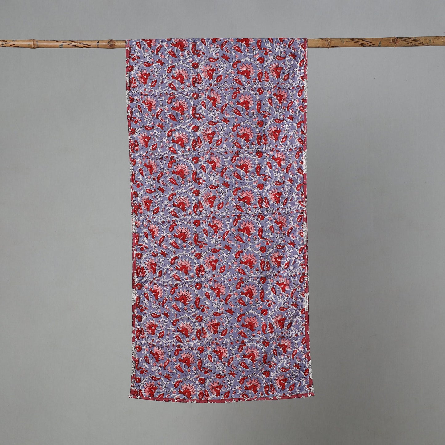 Purple - sanganeri cotton stole 25 - handcrafted