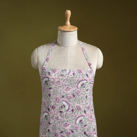 Purple - sanganeri hand block print apron with pocket 20