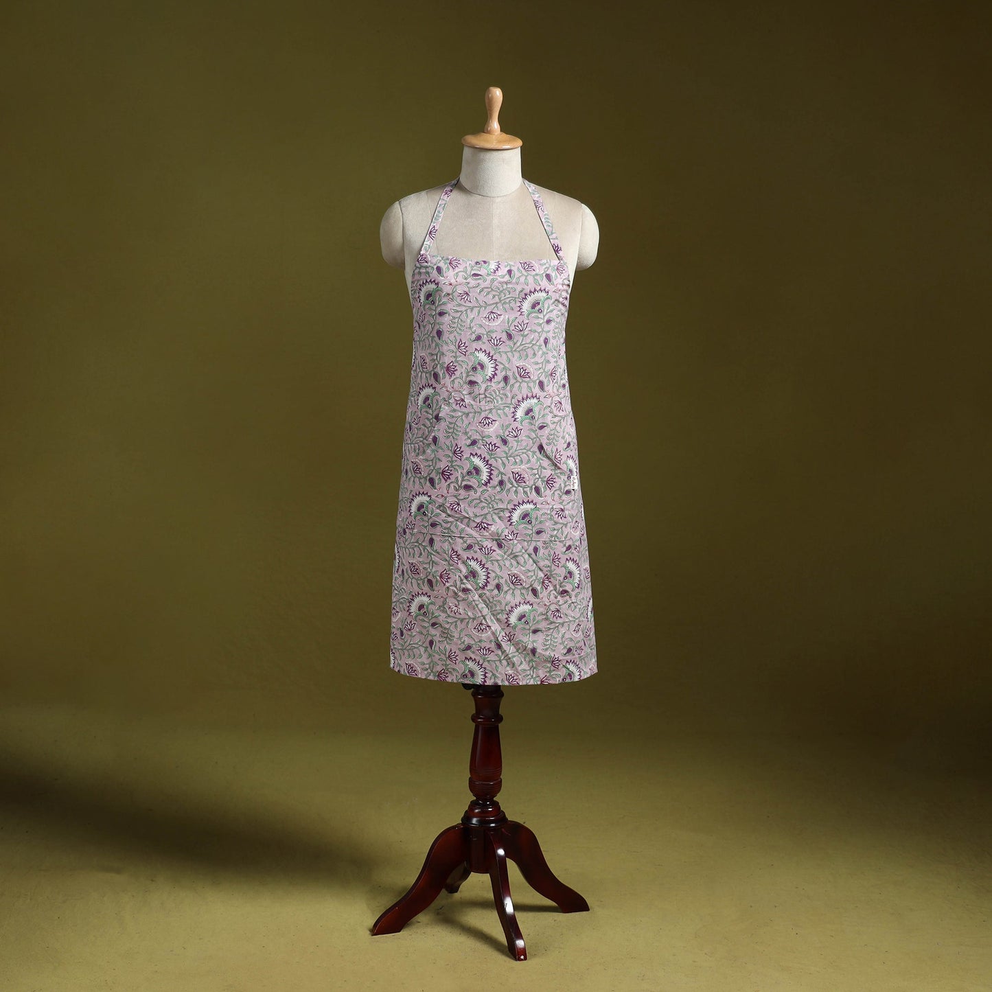 Purple - sanganeri hand block print apron with pocket 20