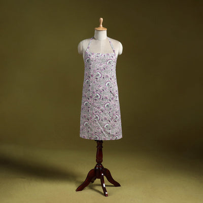 Purple - sanganeri hand block print apron with pocket 20